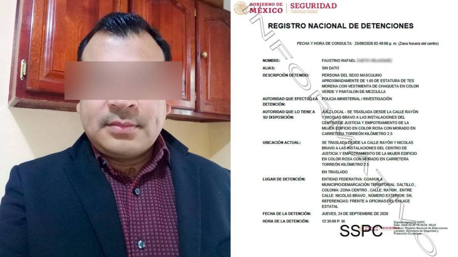 La detención ocurrió el 24 de septiembre de 2026 alrededor de las 12:30 horas.