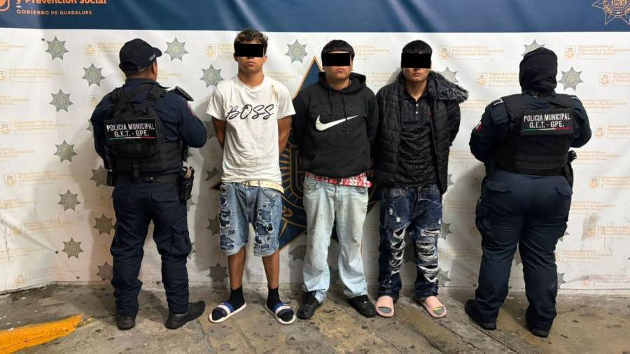Dos menores de edad fueron detenidos junto con un joven de 19 años tras haber agredido a policías de Guadalupe y dañado a una patrulla