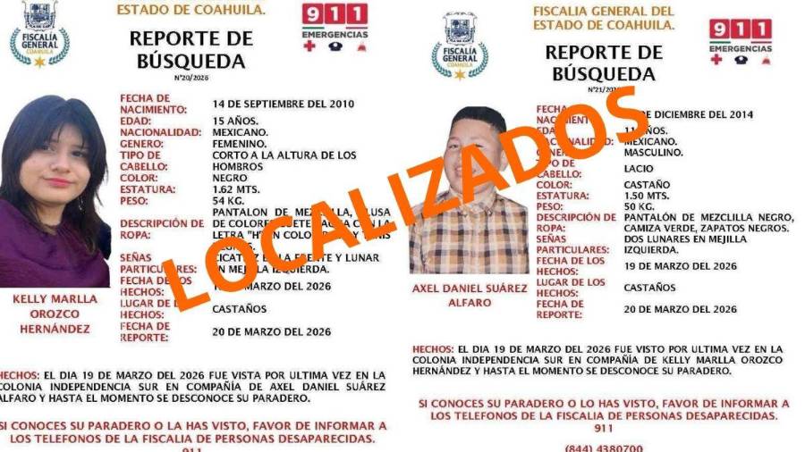 Kelly Orozco y Axel Suárez fueron localizados en Monterrey tras varios días de búsqueda coordinada entre autoridades.