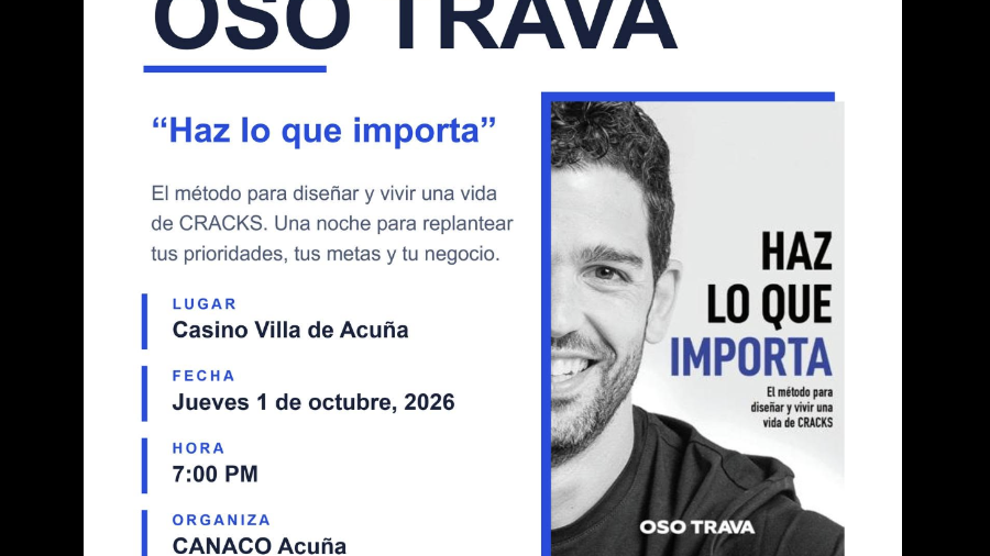 El evento se llevará a cabo el próximo jueves 1 de octubre a las 7:00 PM en el Casino Villa de Acuña.