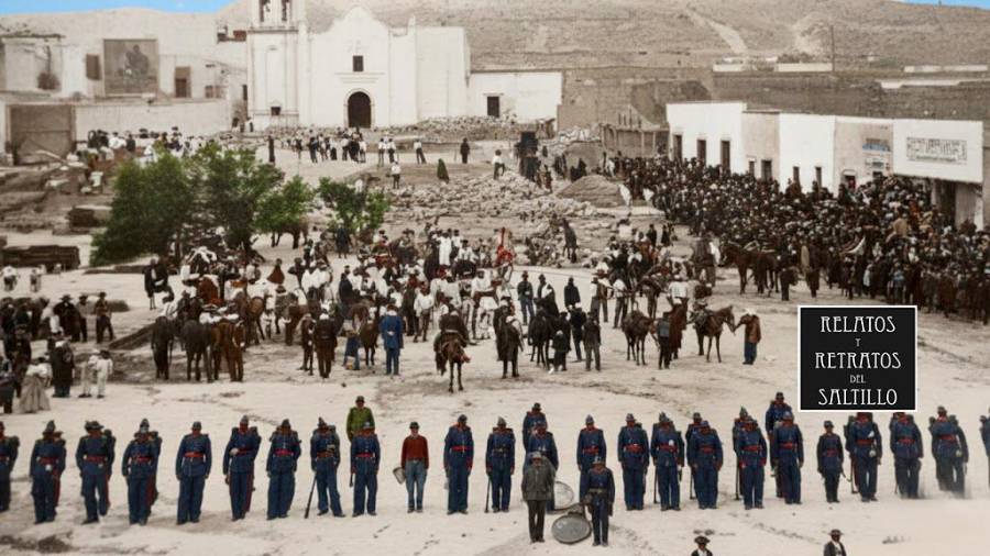 Ejército federal en la Plaza de Tlaxcala Saltillo, Coahuila, en tiempos en que Victoriano Cepeda fue Gobernador de Coahuila.