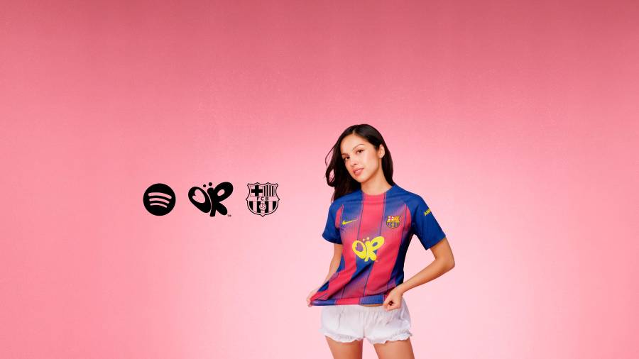 Olivia Rodrigo aparecerá en la playera del FC Barcelona para el Clásico ante Real Madrid, dentro de la alianza del club catalán con Spotify.