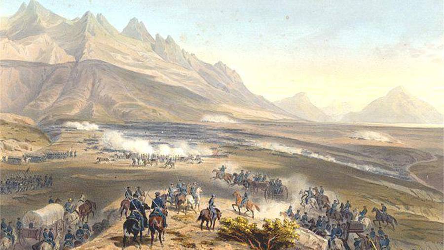 Representación en óleo de la Batalla de la Angostura.