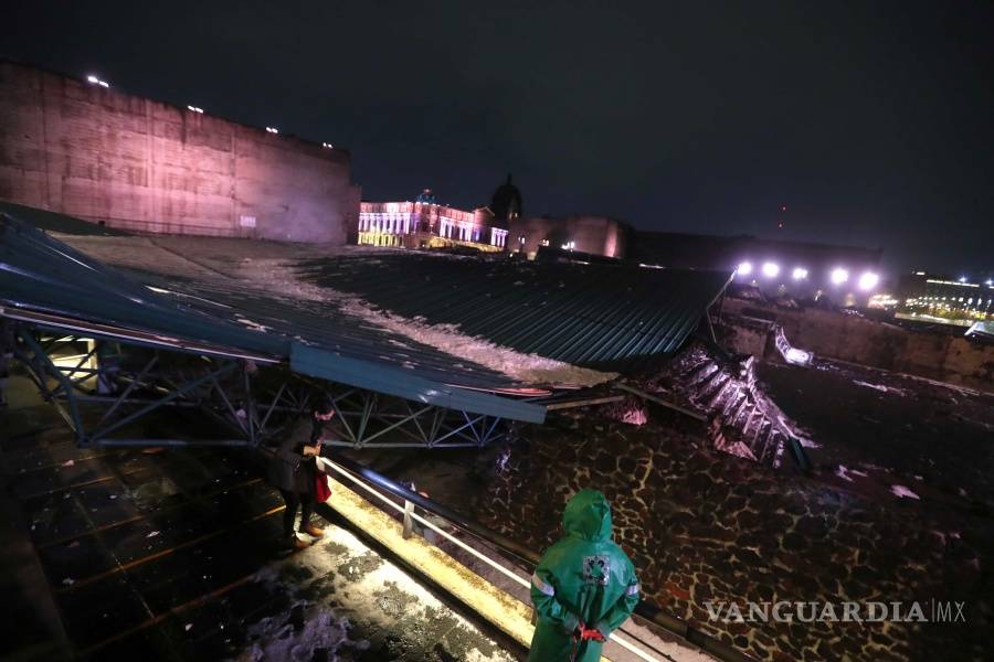 $!Tlaloc deja caer toda su furia contra el Templo Mayor con fuerte aguacero y granizada (fotos)