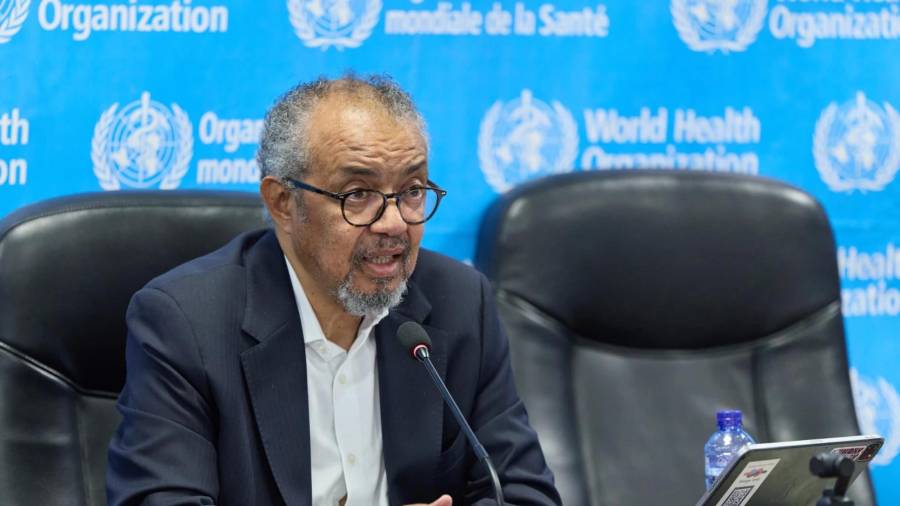 Tedros Adhanom Ghebreyesus, director general de la OMS, interviene durante una reunión con socios en Kinsasa, Congo, el miércoles 5 de agosto de 2026.