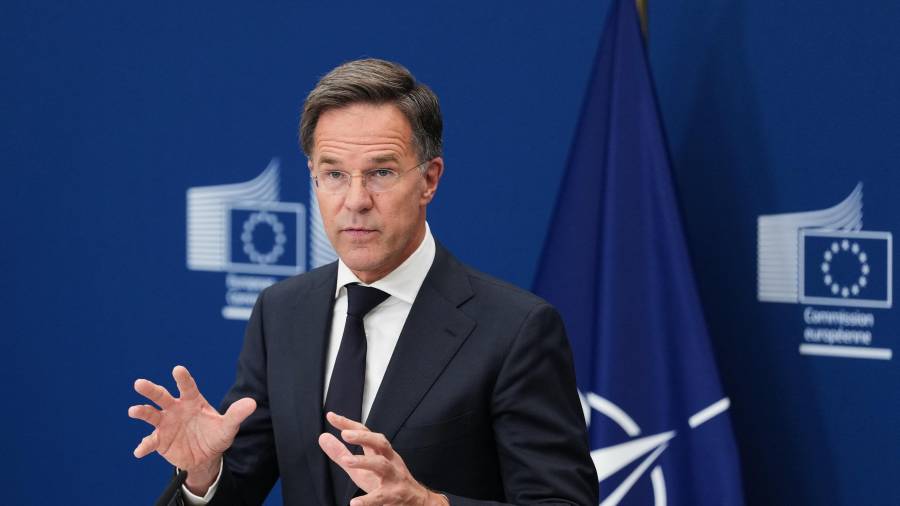 El secretario general de la OTAN, Mark Rutte, ofrece una declaración a la prensa en la sede de la UE en Bruselas, el miércoles 2 de septiembre de 2026.