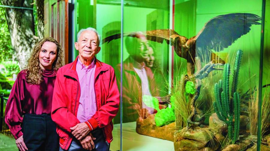 Sofía Strozzi y Aldegundo Garza en el Museo de las Aves de México. Foto: