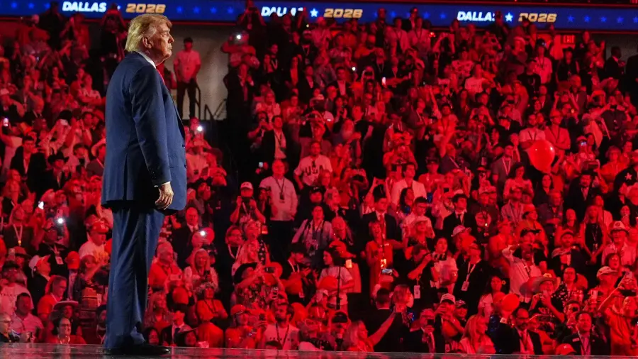 President Donald Trump stands on stage after speaking at the Republican convention, Thursday, Sept. 10, 2026, in Dallas.