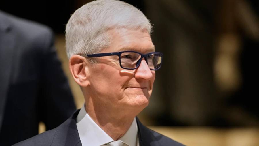 El director ejecutivo de Apple, Tim Cook, durante la reunión anual del Foro Económico Mundial en Davos, Suiza, el martes 20 de enero de 2026.