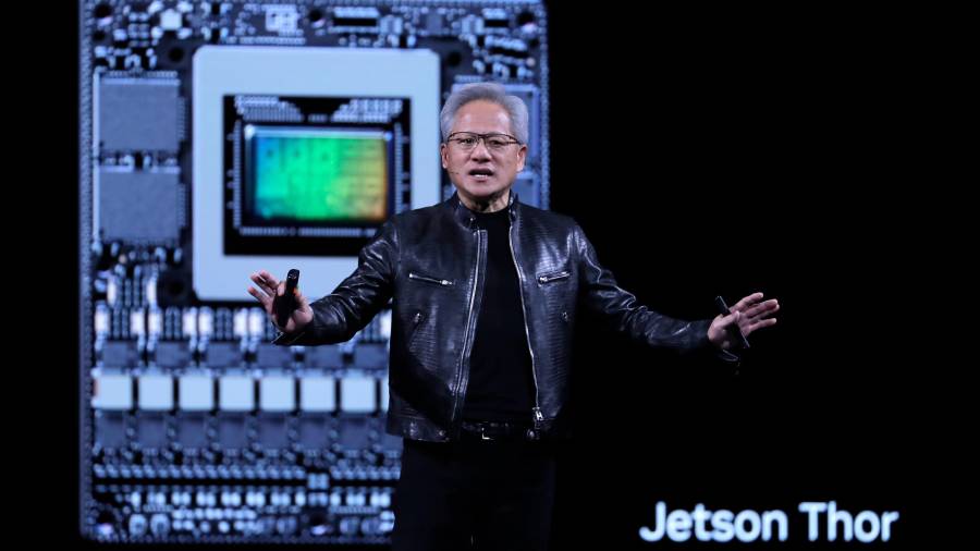 El director ejecutivo de Nvidia, Jensen Huang, pronuncia un discurso durante la exposición Computex 2026 en Taipéi, Taiwán.