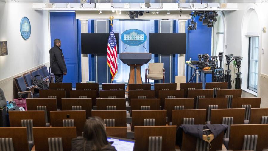 Una vista de la Sala de Ruedas de Prensa James S. Brady en la Casa Blanca, en Washington D. C., el 21 de octubre de 2026.