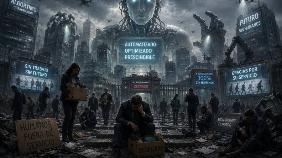 Imagen creada a través de la inteligencia artificial para ilustrar un supuesto “apocalipsis laboral generado por la IA”.