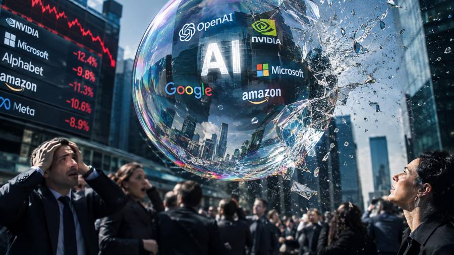 Imagen creada a través de la inteligencia artificial para ilustrar un posible estallido de la burbuja de la IA.