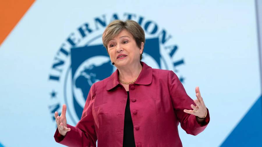 Kristalina Georgieva, directora gerente del Fondo Monetario Internacional (FMI), durante una conferencia de prensa en Washington, el 9 de abril de 2026.