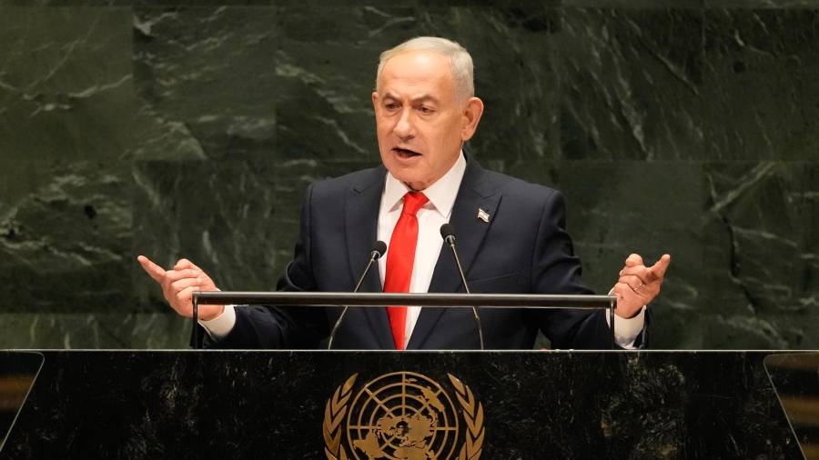 El primer ministro israelí Benjamin Netanyahu en la Asamblea General de las Naciones Unidas en Nueva York, el 24 de septiembre del 2026.