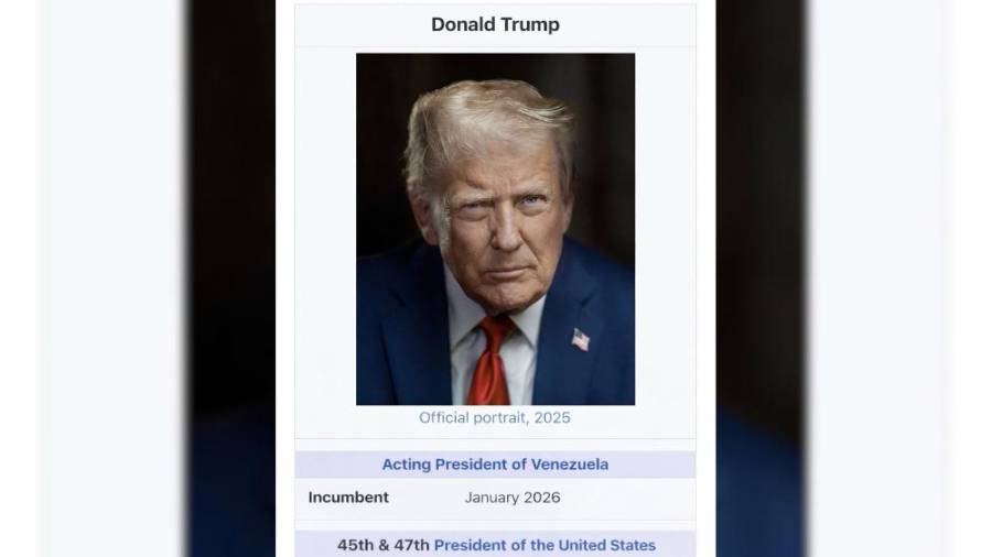 El mandatario de Estados Unidos, Donald Trump, publicó una foto suya donde se titula con el cargo “presidente en funciones de Venezuela”.