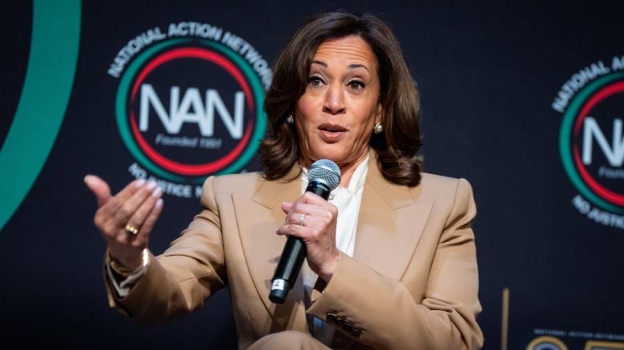 Kamala Harris, former Vice President and 2024 Presidential candidate, speaks during the National Action Network (NAN) Convention in New York, Friday, April 10, 2026. (AP Photo/Angelina Katsanis)