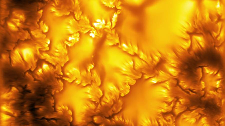 La superficie solar, en esta imagen sin fecha entregada por el Observatorio Solar de la Fundación Nacional de Ciencias, el 3 de agosto del 2026.