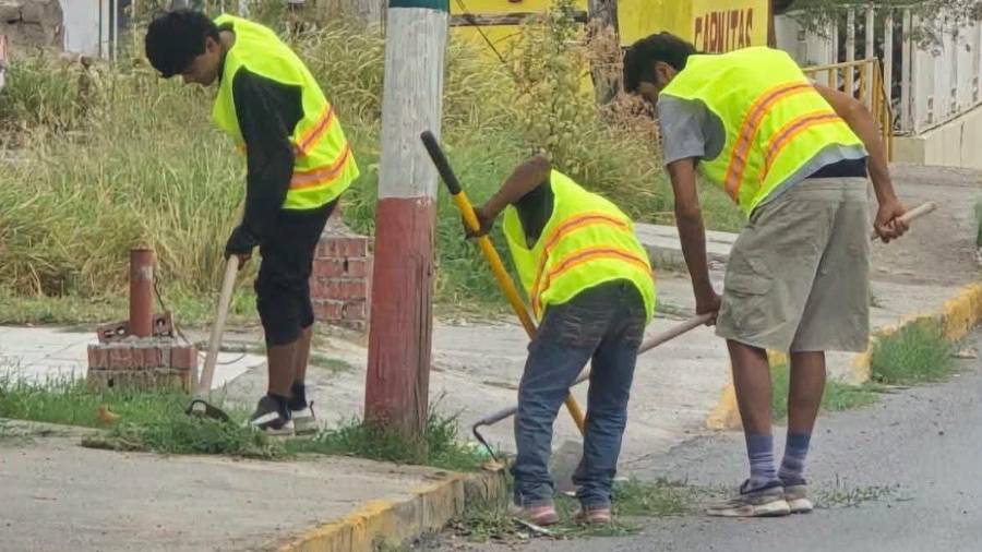 Diez infractores realizaron labores de limpieza como parte de la sanción administrativa impuesta. Los participantes trabajaron en diferentes calles bajo supervisión del Mando Coordinado, en Zaragoza, Coahuila.
