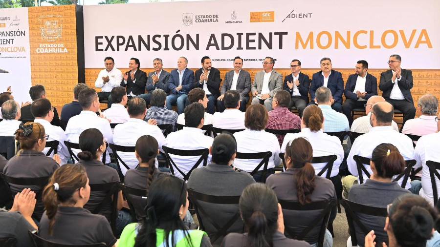 Directivos de Adient y autoridades estatales encabezaron el anuncio de expansión de la planta en Monclova, donde se prevé la creación de mil 500 empleos para la Región Centro-Desierto de Coahuila.