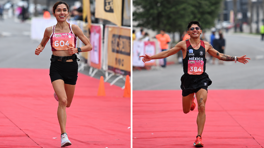 Los saltillenses Katia Ríos Cantú y Gerardo Emmanuel Armendáriz González brillaron en el Maratón Saltillo 2026 al terminar tercera en la rama femenil y segundo absoluto, respectivamente.