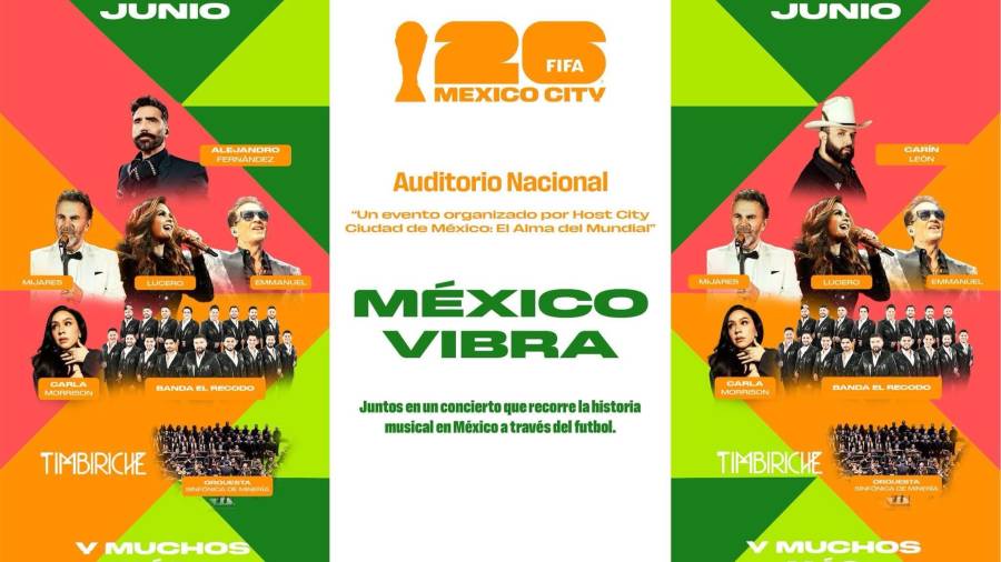 Alejandro Fernández, Carín León y Mijares encabezarán el festival musical “México Vibra”, una serie de conciertos programados en la Ciudad de México como parte de las celebraciones del Fan Fest rumbo al Mundial 2026.