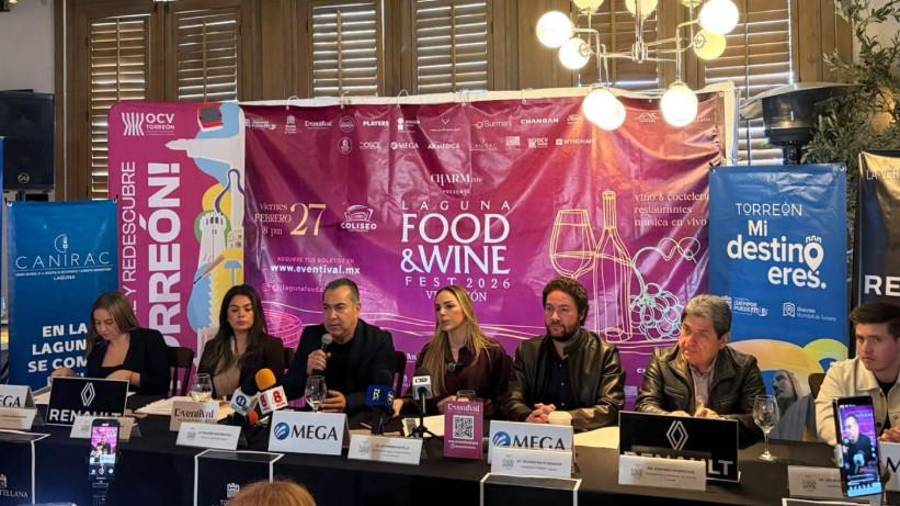 Autoridades, organizadores y representantes del sector restaurantero y vitivinícola presentaron la sexta edición del Laguna Food &amp; Wine Fest, que espera reunir a 900 asistentes en Torreón.