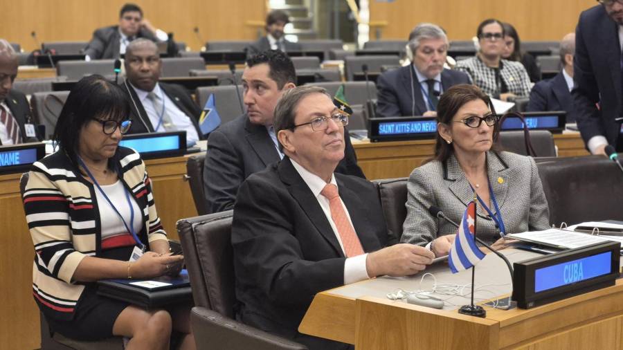 El canciller de Cuba, Bruno Rodríguez, en la Asamblea General de la ONU en Nueva York.