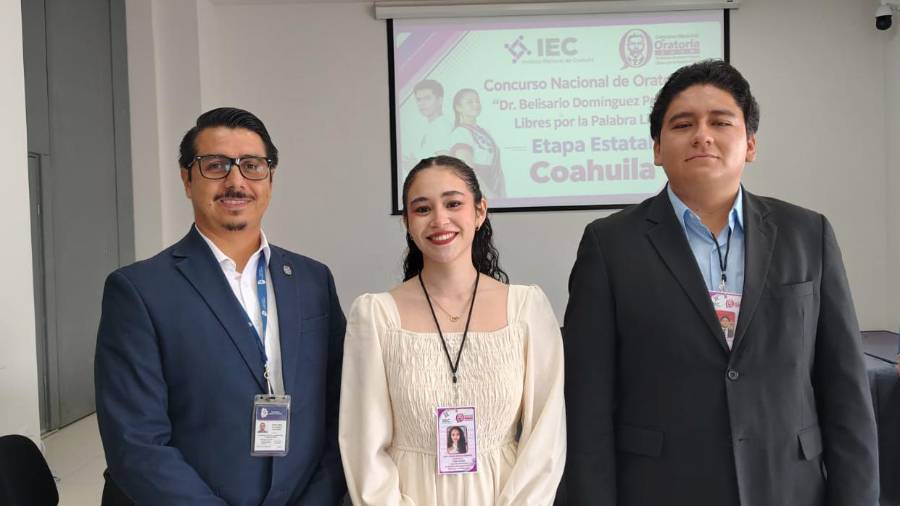 Karla Ximena Sánchez Espinoza obtuvo el primer lugar estatal del Concurso Nacional de Oratoria 2026 y representará a Coahuila en la etapa nacional.