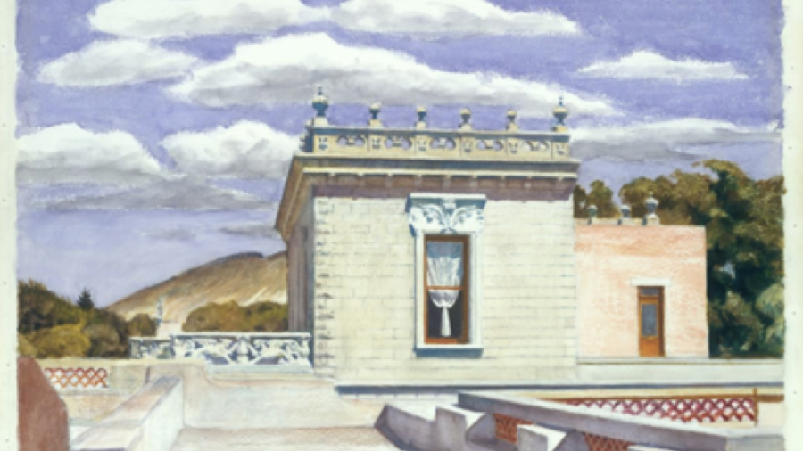 ‘Saltillo mansion’, una de las primeras cuatro acuarelas realizadas por Hopper en Saltillo. 1943.
