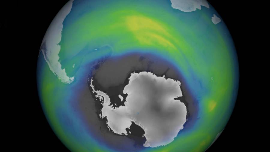Imagen de cómo se observaba la extensión del agujero en la capa de ozono en 2022.