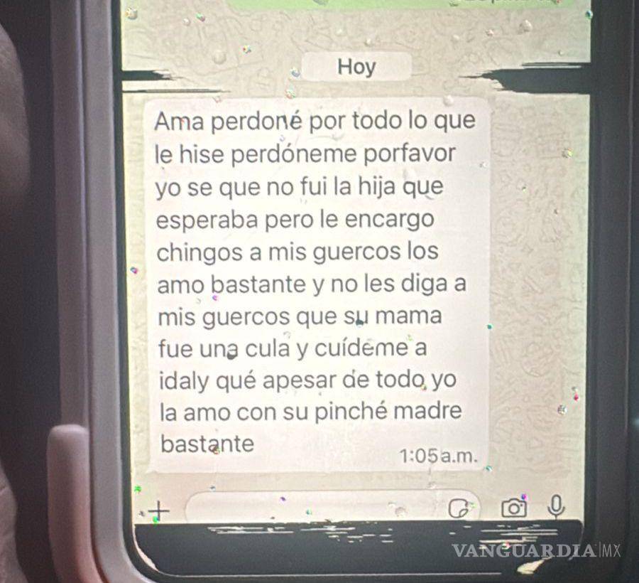 $!En el recado póstumo la mujer pide a su madre le cuide a sus hijos.