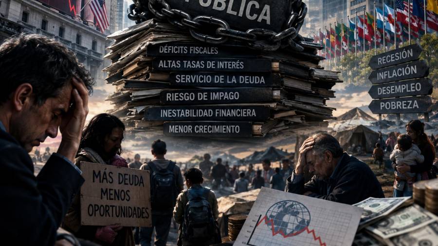 Imagen creada a través de la inteligencia artificial. Se avecina una crisis mundial de la deuda.