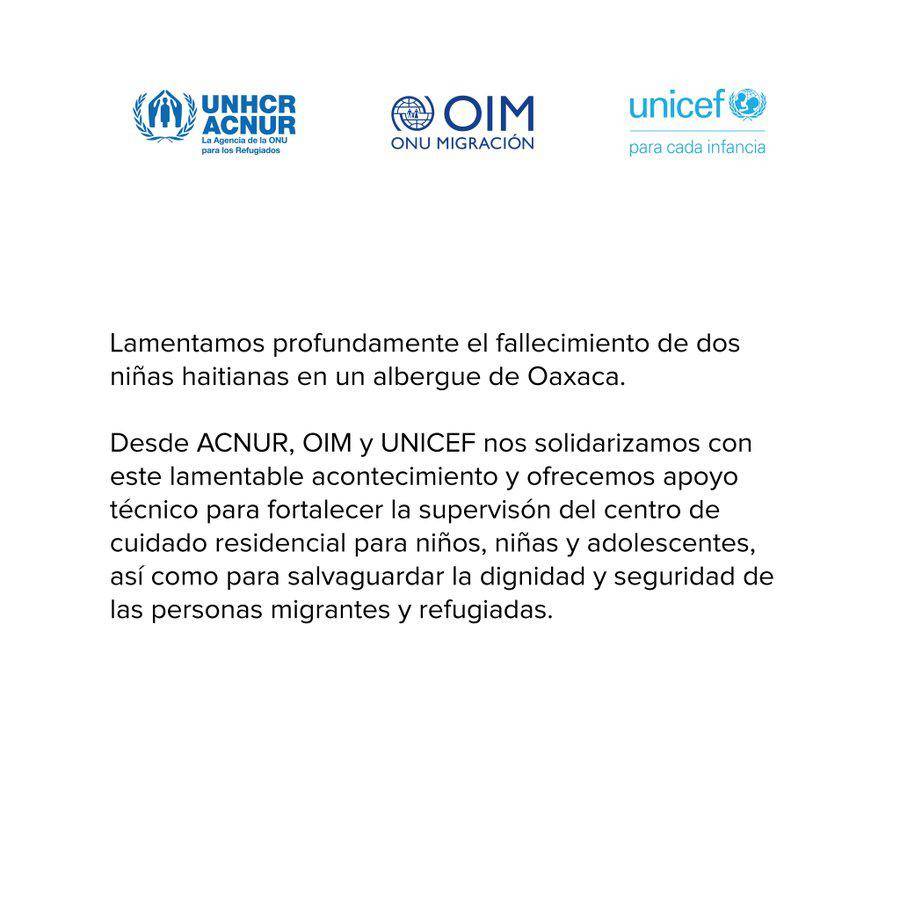 $!ONU pide investigar muerte de niñas haitianas en refugio ‘Casa Pato’ del DIF Oaxaca