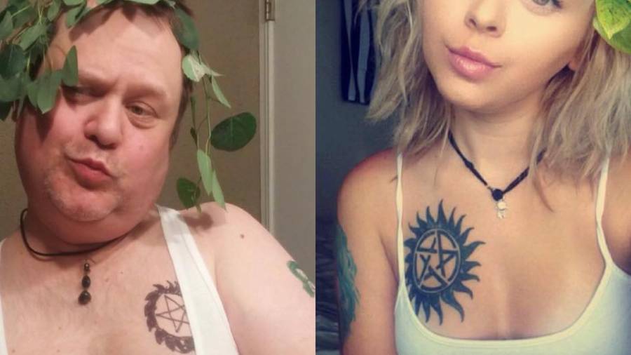 Papá imita las selfies de su hija