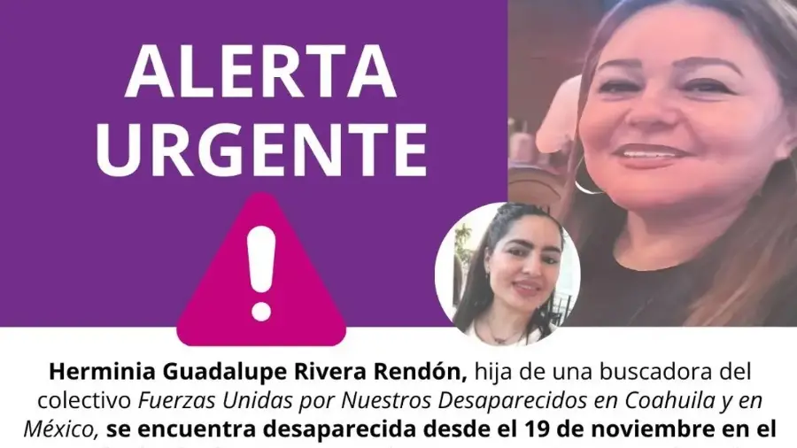 Desde el pasado 19 de noviembre desapareció Herminia Guadalupe Rivera Rendón, en Sinaloa; es hija de una buscadora del colectivo Fuundec.