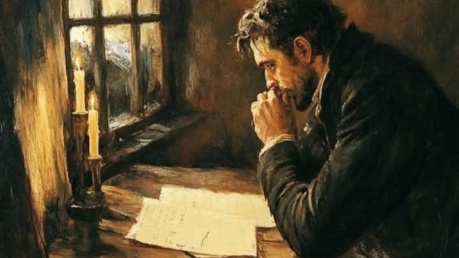 Representación de un escribano de la época del siglo XIX