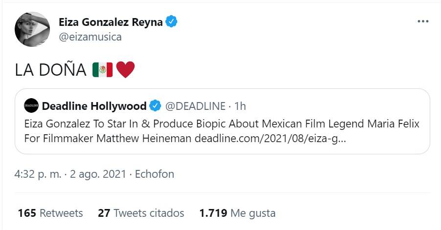 $!Eiza González interpretará a María Félix en filme biográfico