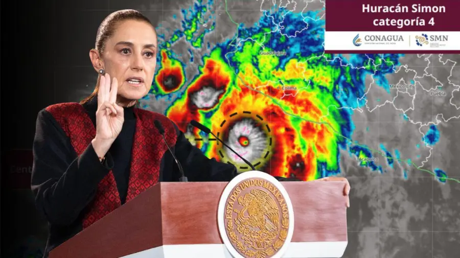 Claudia Sheinbaum llamó a seguir los avisos oficiales y evacuar zonas vulnerables ante el avance del huracán Simón.