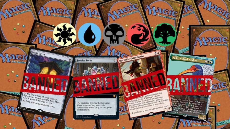 Dockside Extortionist, Jeweled Lotus, Mana Crypt y Nadu, Winged Wisdom MTG baneadas en commander