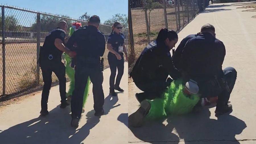 Policías municipales de Hermosillo convivieron con niñas y niños de La Cholla durante una posada navideña donde el Grinch fue “detenido” simbólicamente y se entregaron cerca de dos mil regalos.