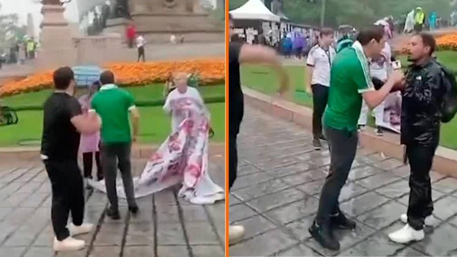 Madres buscadoras que protestaban en el Ángel de la Independencia denunciaron a un grupo de tres aficionados de la Selección Mexicana las agredieron.