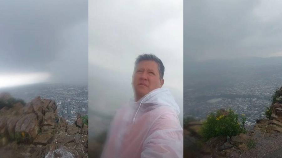 Una imponente cortina gris abraza a Saltillo; así capturó José Emmanuel Estrada la tormenta desde la cima del Cerro del Pueblo.