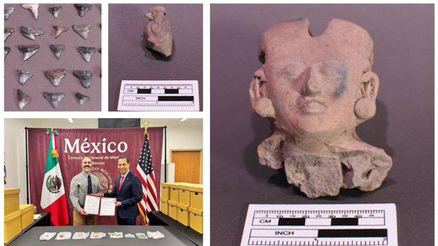 Fotografía subida por Ronald Johnson, embajador de Estados Unidos en México, sobre los más de mil artefactos arqueológicos enviados a México.