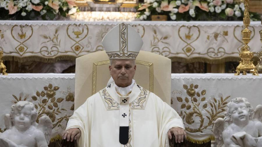 El Papa León XIV durante su visita al Santuario de la Madre del Buen Consejo en Genazzano, Roma, Italia, el 7 de septiembre de 2026.