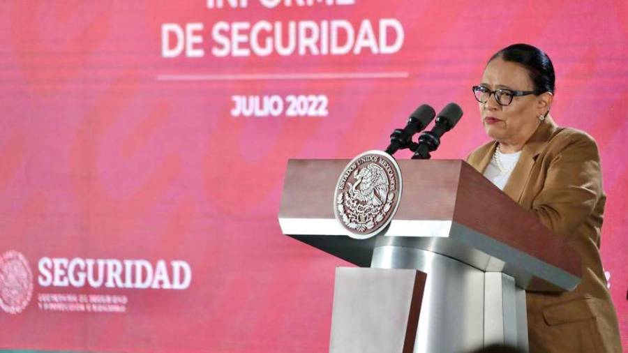 Reporte. La secretaria de Seguridad, Rosa Icela Rodríguez, presentó las cifras ayer desde Baja California.
