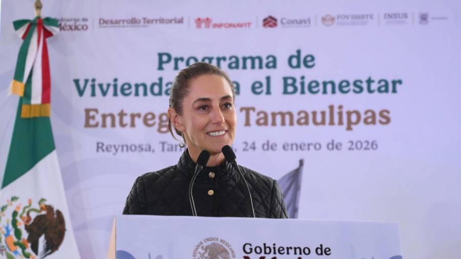 La Presidenta acudió este sábado a la Unidad Habitacional Florencia, en la periferia de Reynosa, donde se entregaron los primeros departamentos.