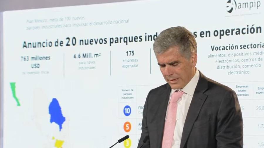 David O’Donnell, presidente de la Asociación Mexicana de Parques Industriales Privados (AMPIP), participó en la presentación de los proyectos y sus perspectivas de inversión y empleo. Con el anuncio, el Gobierno federal suma 40 de los 100 parques industriales proyectados para el sexenio.