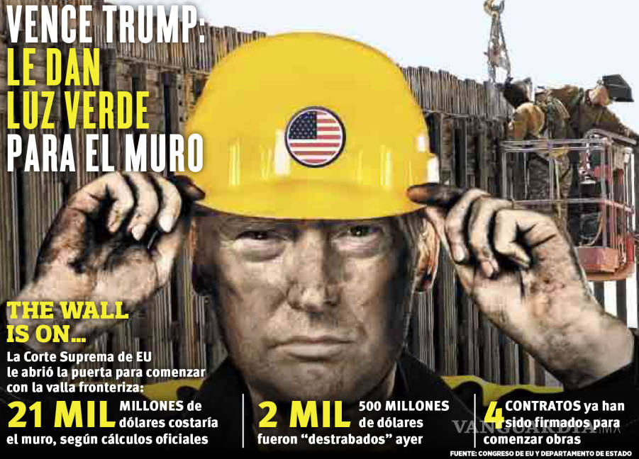 $!Corte Suprema de EU le da 'luz verde' a Donald Trump para construir muro fronterizo