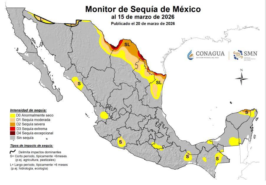 $!Así pinta el monitoreo de la sequía en México, de acuerdo con la Conagua.
